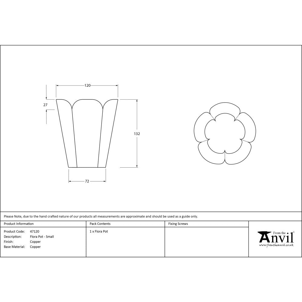 This is an image showing From The Anvil - Smooth Copper Flora Pot - Small available from T.H Wiggans Architectural Ironmongery in Kendal, quick delivery and discounted prices