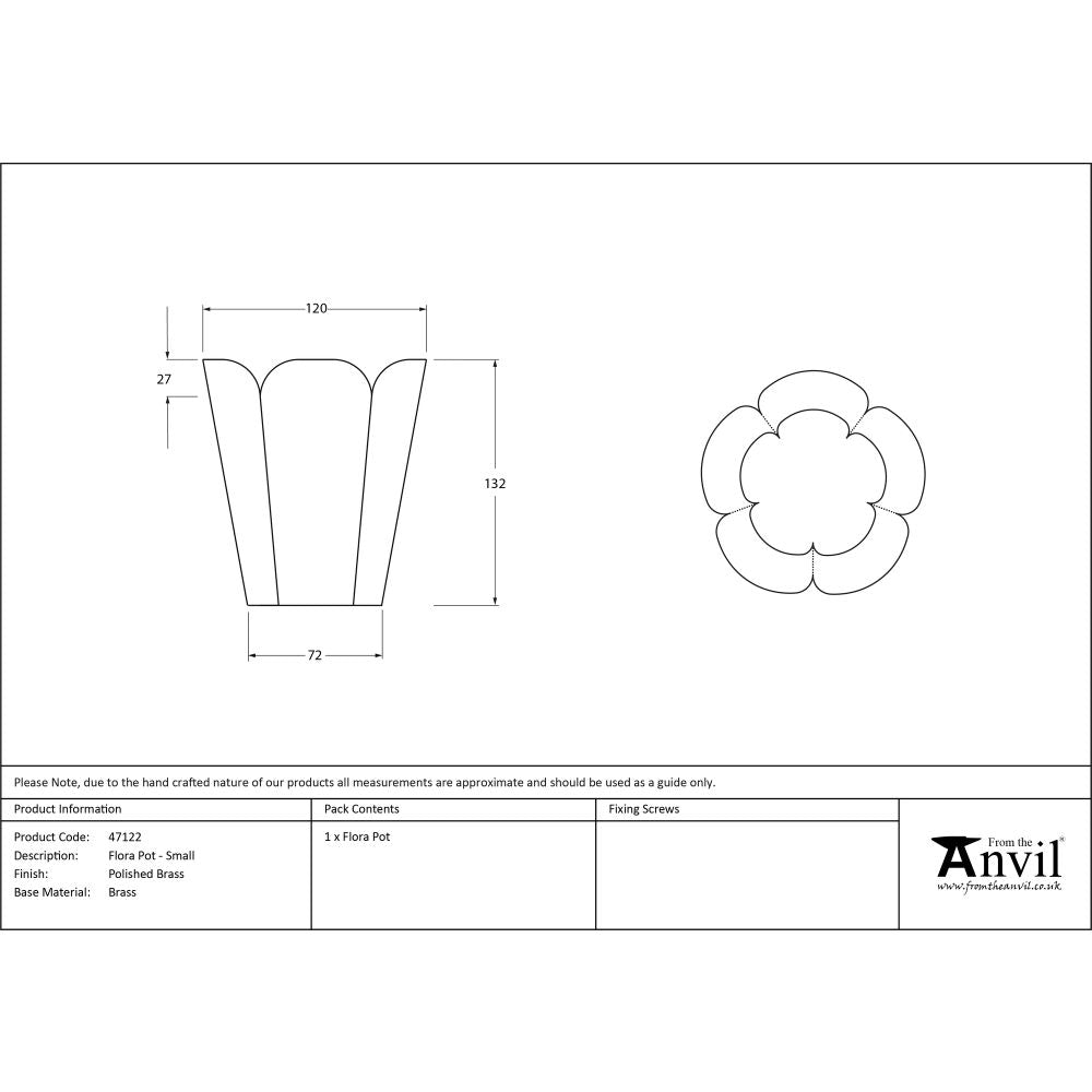 This is an image showing From The Anvil - Smooth Brass Flora Pot - Small available from T.H Wiggans Architectural Ironmongery in Kendal, quick delivery and discounted prices