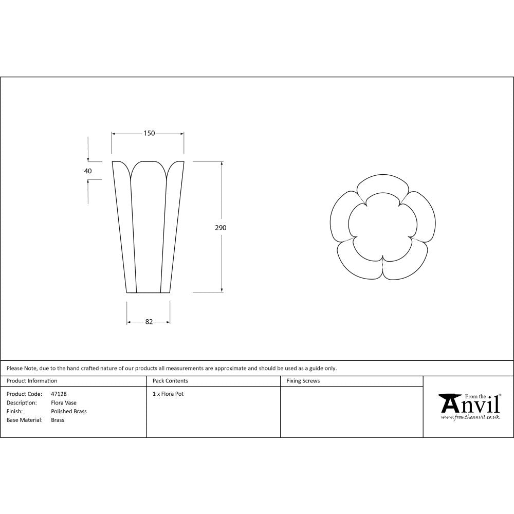 This is an image showing From The Anvil - Smooth Brass Flora Vase available from T.H Wiggans Architectural Ironmongery in Kendal, quick delivery and discounted prices
