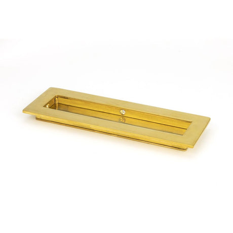 This is an image of From The Anvil - Polished Brass 175mm Plain Rectangular Pull available to order from T.H Wiggans Architectural Ironmongery in Kendal, quick delivery and discounted prices.