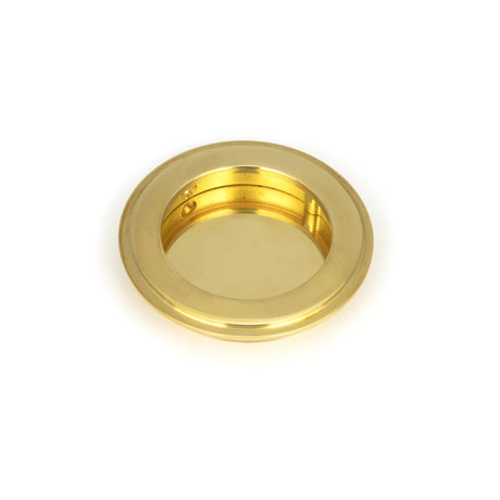 This is an image of From The Anvil - Polished Brass 75mm Art Deco Round Pull available to order from T.H Wiggans Architectural Ironmongery in Kendal, quick delivery and discounted prices.