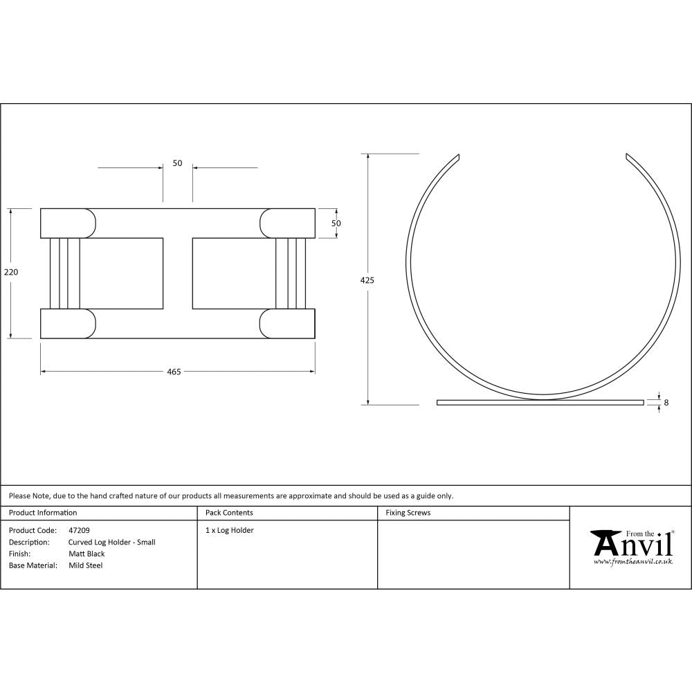 This is an image showing From The Anvil - Matt Black Curved Log Holder - Small available from T.H Wiggans Architectural Ironmongery in Kendal, quick delivery and discounted prices