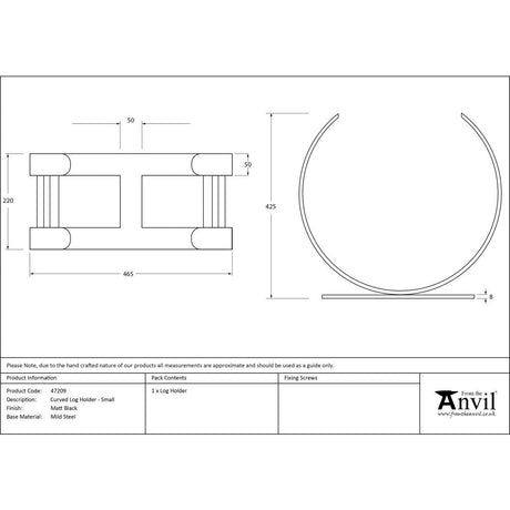 This is an image showing From The Anvil - Matt Black Curved Log Holder - Small available from T.H Wiggans Architectural Ironmongery in Kendal, quick delivery and discounted prices