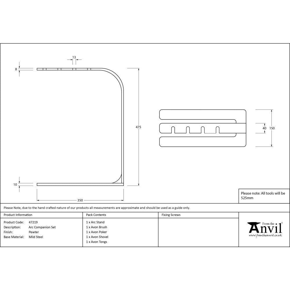 This is an image showing From The Anvil - Pewter Arc Companion Set - Avon Tools available from T.H Wiggans Architectural Ironmongery in Kendal, quick delivery and discounted prices