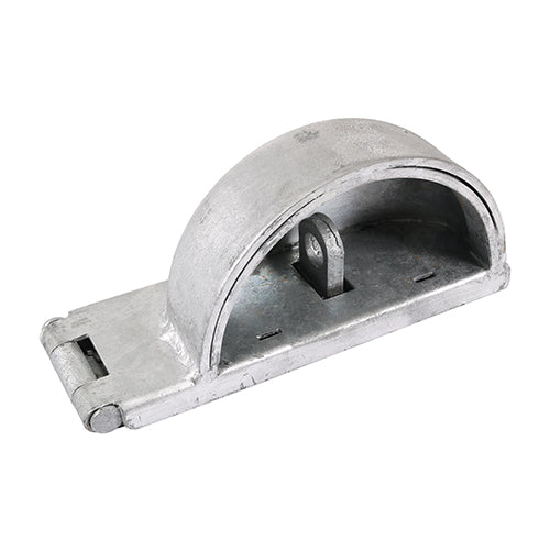 This is an image showing TIMCO Padlock Protection Bar - Heavy Duty - Left - Hot Dipped Galvanised - 7 1/2" - 1 Each Plain Bag available from T.H Wiggans Ironmongery in Kendal, quick delivery at discounted prices.