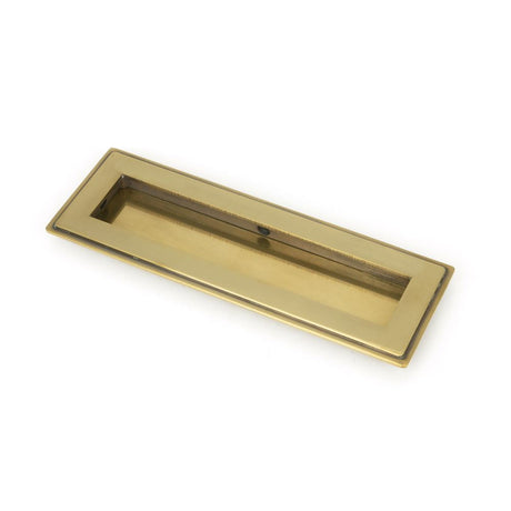 This is an image of From The Anvil - Aged Brass 175mm Art Deco Rectangular Pull available to order from T.H Wiggans Architectural Ironmongery in Kendal, quick delivery and discounted prices.