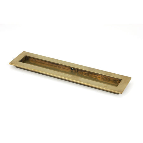 This is an image of From The Anvil - Aged Brass 250mm Plain Rectangular Pull available to order from T.H Wiggans Architectural Ironmongery in Kendal, quick delivery and discounted prices.
