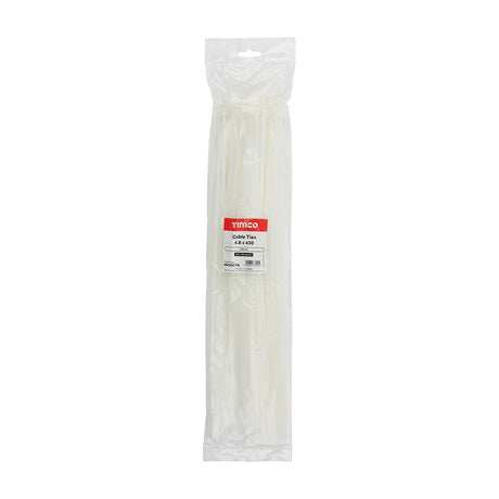 This is an image showing TIMCO Cable Ties - Natural - 4.8 x 430 - 100 Pieces Bag available from T.H Wiggans Ironmongery in Kendal, quick delivery at discounted prices.