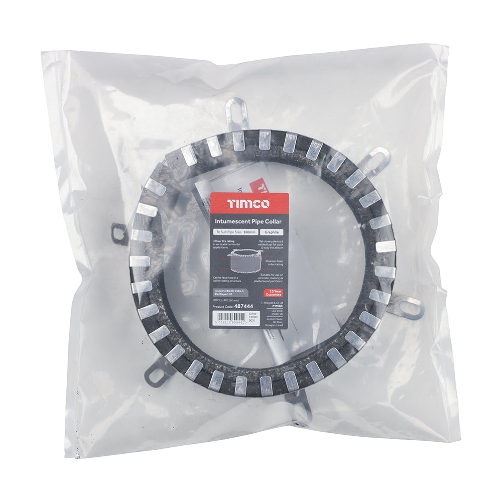 This is an image showing TIMCO Intumescent Pipe Collar - Pipe Size 160mm - 1 Each Bag available from T.H Wiggans Ironmongery in Kendal, quick delivery at discounted prices.