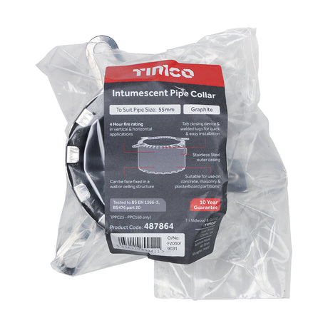This is an image showing TIMCO Intumescent Pipe Collar - Pipe Size 55mm - 1 Each Bag available from T.H Wiggans Ironmongery in Kendal, quick delivery at discounted prices.