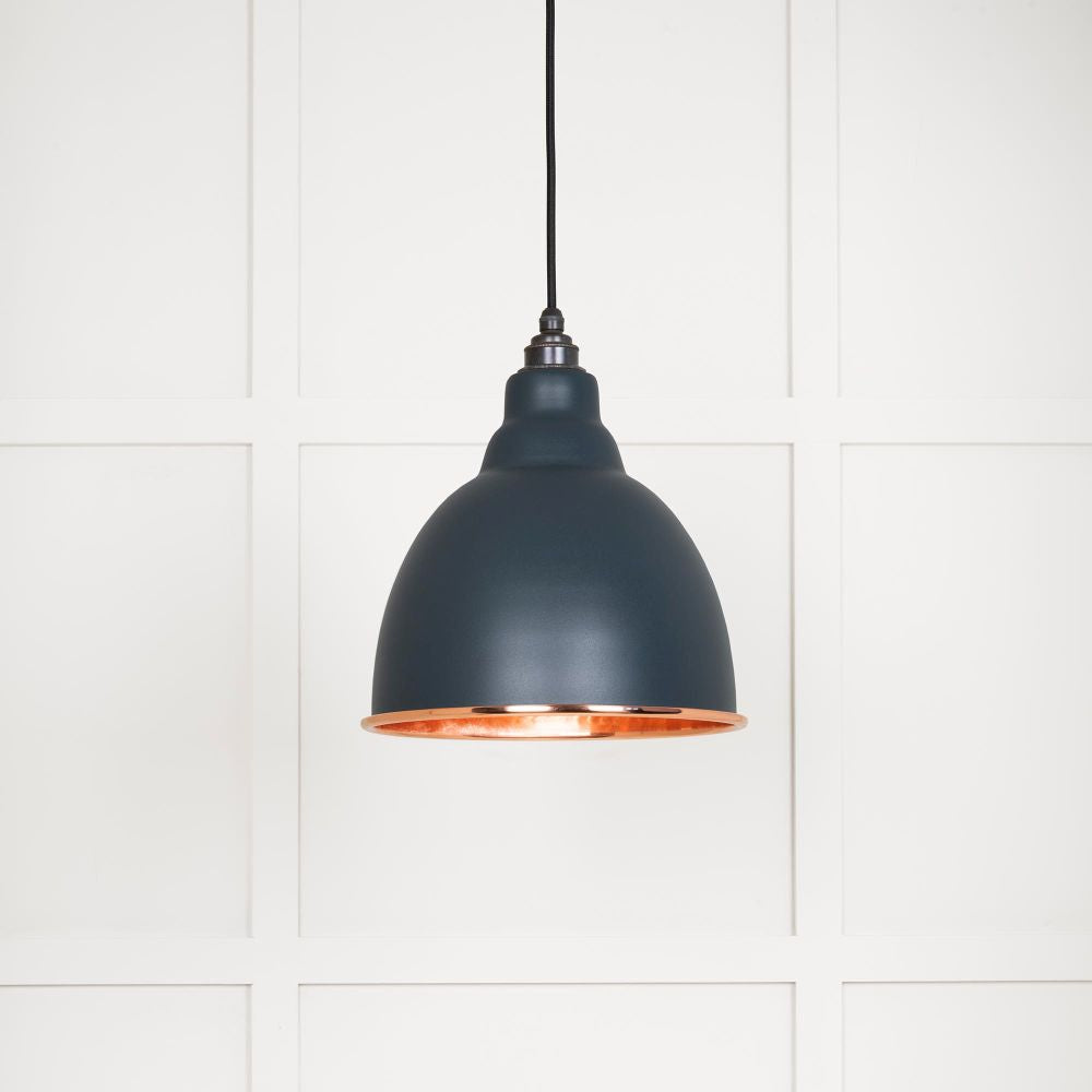 This is an image showing From The Anvil - Hammered Copper Brindley Pendant in Soot available from T.H Wiggans Architectural Ironmongery in Kendal, quick delivery and discounted prices