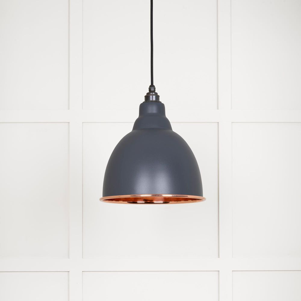 This is an image showing From The Anvil - Smooth Copper Brindley Pendant in Slate available from T.H Wiggans Architectural Ironmongery in Kendal, quick delivery and discounted prices