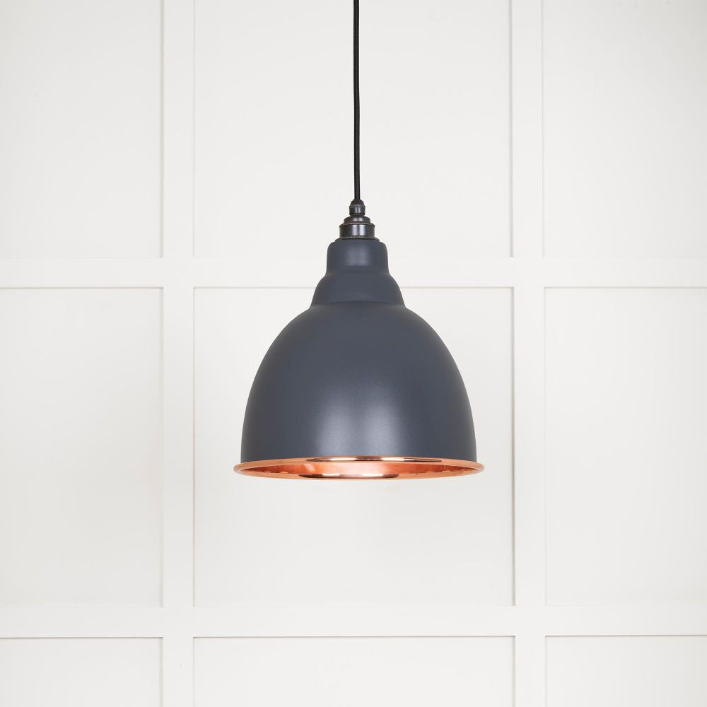 This is an image showing From The Anvil - Smooth Copper Brindley Pendant in Slate available from T.H Wiggans Architectural Ironmongery in Kendal, quick delivery and discounted prices