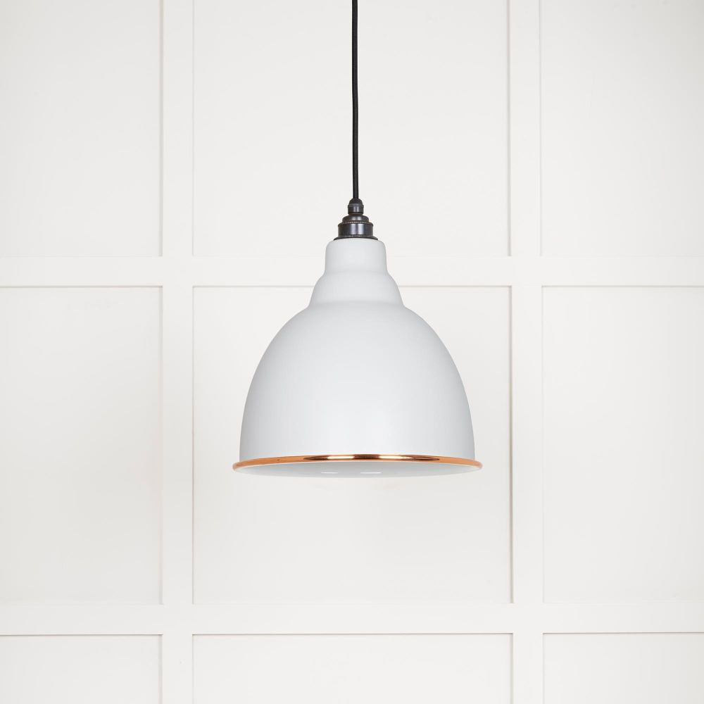 This is an image showing From The Anvil - White Gloss Brindley Pendant in Flock available from T.H Wiggans Architectural Ironmongery in Kendal, quick delivery and discounted prices