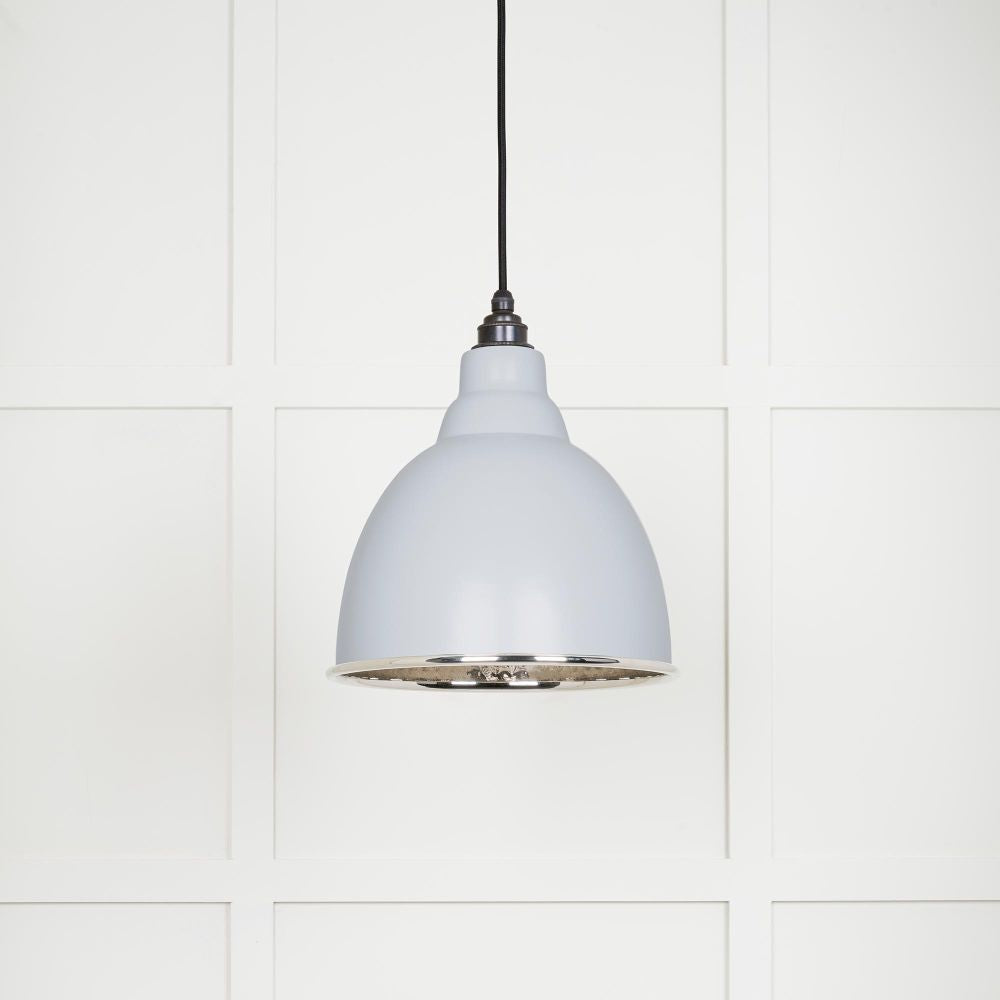 This is an image showing From The Anvil - Hammered Nickel Brindley Pendant in Birch available from T.H Wiggans Architectural Ironmongery in Kendal, quick delivery and discounted prices