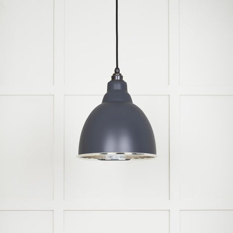 This is an image showing From The Anvil - Hammered Nickel Brindley Pendant in Slate available from T.H Wiggans Architectural Ironmongery in Kendal, quick delivery and discounted prices