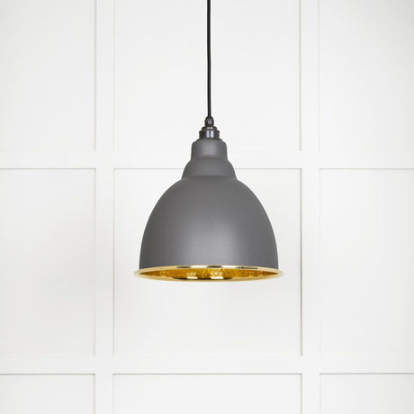This is an image showing From The Anvil - Hammered Brass Brindley Pendant in Bluff available from T.H Wiggans Architectural Ironmongery in Kendal, quick delivery and discounted prices