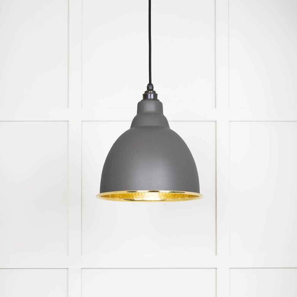 This is an image showing From The Anvil - Hammered Brass Brindley Pendant in Bluff available from T.H Wiggans Architectural Ironmongery in Kendal, quick delivery and discounted prices