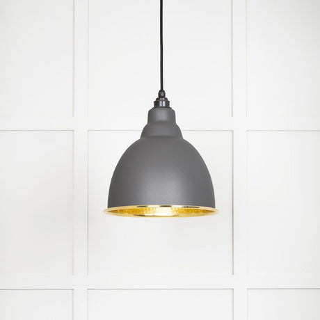 This is an image showing From The Anvil - Hammered Brass Brindley Pendant in Bluff available from T.H Wiggans Architectural Ironmongery in Kendal, quick delivery and discounted prices