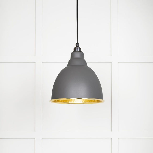 This is an image showing From The Anvil - Hammered Brass Brindley Pendant in Bluff available from T.H Wiggans Architectural Ironmongery in Kendal, quick delivery and discounted prices