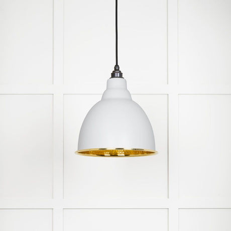This is an image showing From The Anvil - Hammered Brass Brindley Pendant in Flock available from T.H Wiggans Architectural Ironmongery in Kendal, quick delivery and discounted prices