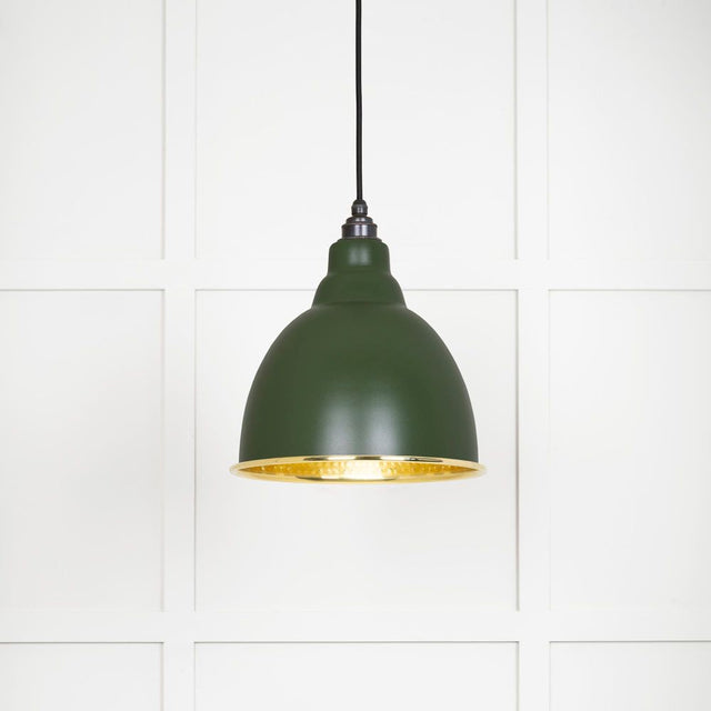 This is an image showing From The Anvil - Hammered Brass Brindley Pendant in Heath available from T.H Wiggans Architectural Ironmongery in Kendal, quick delivery and discounted prices