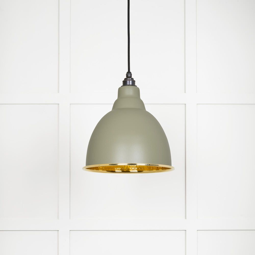 This is an image showing From The Anvil - Hammered Brass Brindley Pendant in Tump available from T.H Wiggans Architectural Ironmongery in Kendal, quick delivery and discounted prices