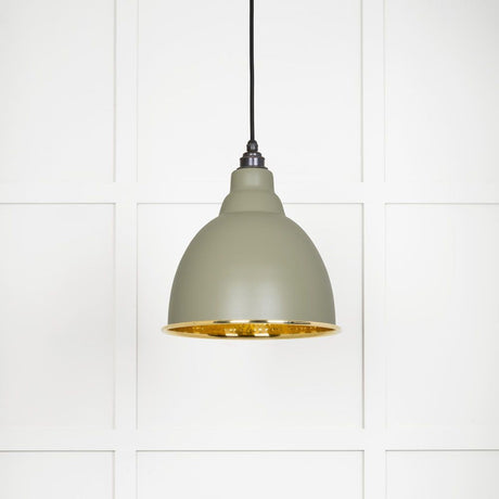 This is an image showing From The Anvil - Hammered Brass Brindley Pendant in Tump available from T.H Wiggans Architectural Ironmongery in Kendal, quick delivery and discounted prices