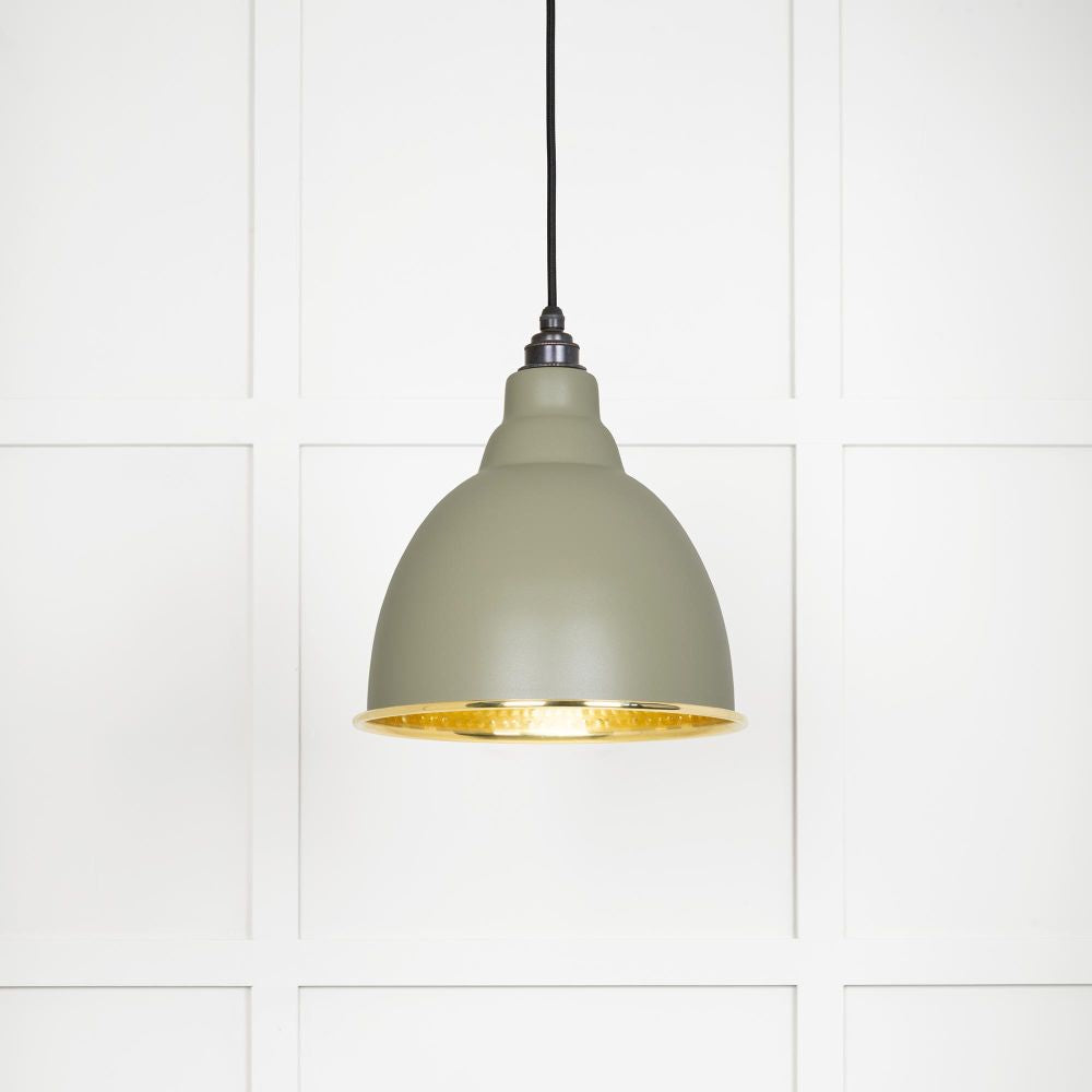 This is an image showing From The Anvil - Hammered Brass Brindley Pendant in Tump available from T.H Wiggans Architectural Ironmongery in Kendal, quick delivery and discounted prices