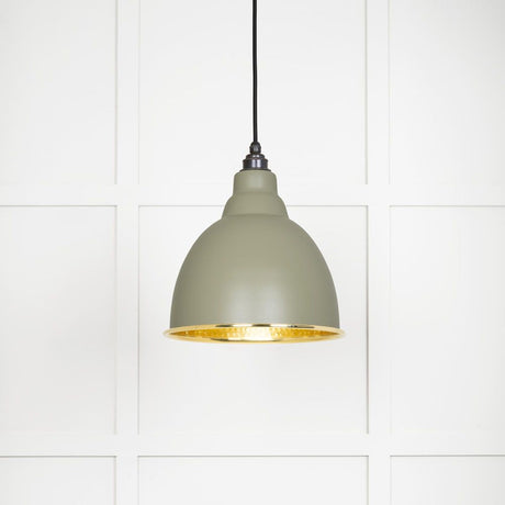 This is an image showing From The Anvil - Hammered Brass Brindley Pendant in Tump available from T.H Wiggans Architectural Ironmongery in Kendal, quick delivery and discounted prices