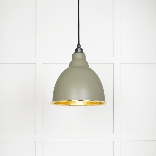 This is an image showing From The Anvil - Hammered Brass Brindley Pendant in Tump available from T.H Wiggans Architectural Ironmongery in Kendal, quick delivery and discounted prices