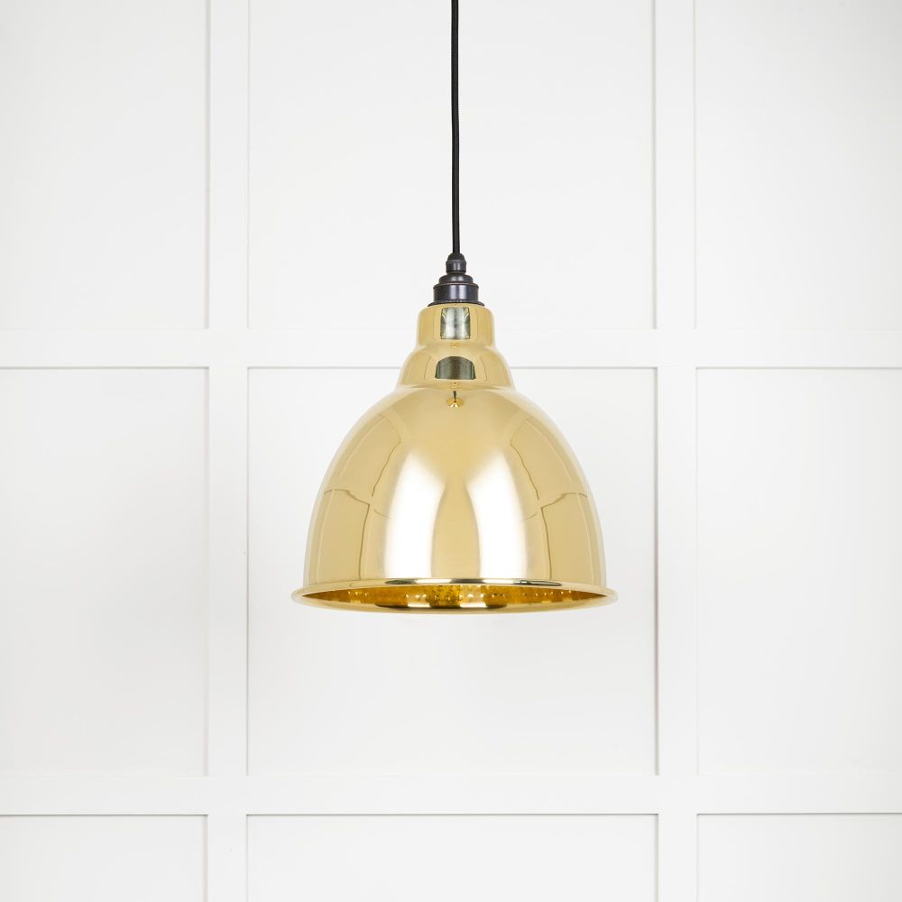 This is an image showing From The Anvil - Hammered Brass Brindley Pendant available from T.H Wiggans Architectural Ironmongery in Kendal, quick delivery and discounted prices