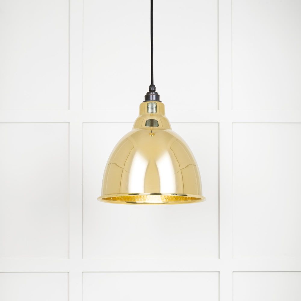 This is an image showing From The Anvil - Hammered Brass Brindley Pendant available from T.H Wiggans Architectural Ironmongery in Kendal, quick delivery and discounted prices