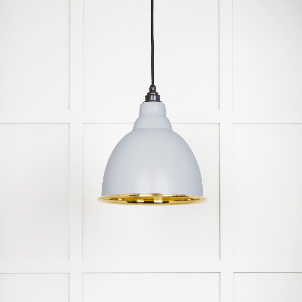 This is an image showing From The Anvil - Smooth Brass Brindley Pendant in Birch available from T.H Wiggans Architectural Ironmongery in Kendal, quick delivery and discounted prices