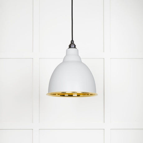 This is an image showing From The Anvil - Smooth Brass Brindley Pendant in Flock available from T.H Wiggans Architectural Ironmongery in Kendal, quick delivery and discounted prices