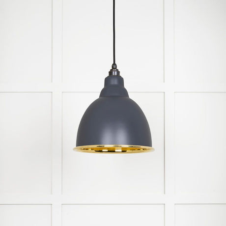 This is an image showing From The Anvil - Smooth Brass Brindley Pendant in Slate available from T.H Wiggans Architectural Ironmongery in Kendal, quick delivery and discounted prices