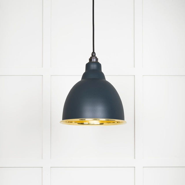 This is an image showing From The Anvil - Smooth Brass Brindley Pendant in Soot available from T.H Wiggans Architectural Ironmongery in Kendal, quick delivery and discounted prices