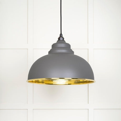 This is an image showing From The Anvil - Hammered Brass Harborne Pendant in Bluff available from T.H Wiggans Architectural Ironmongery in Kendal, quick delivery and discounted prices