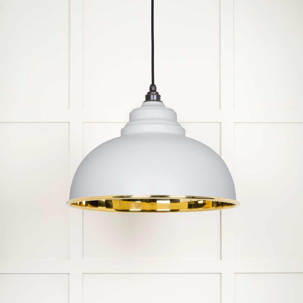 This is an image showing From The Anvil - Smooth Brass Harborne Pendant in Flock available from T.H Wiggans Architectural Ironmongery in Kendal, quick delivery and discounted prices