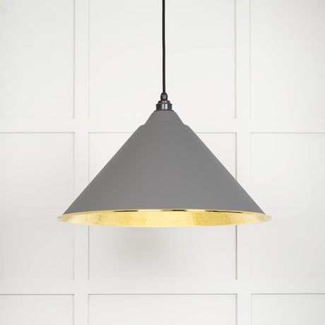This is an image showing From The Anvil - Hammered Brass Hockley Pendant in Bluff available from T.H Wiggans Architectural Ironmongery in Kendal, quick delivery and discounted prices