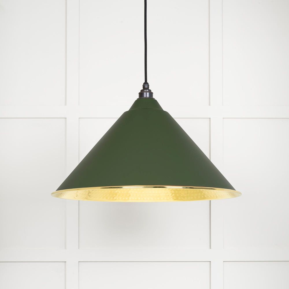 This is an image showing From The Anvil - Hammered Brass Hockley Pendant in Heath available from T.H Wiggans Architectural Ironmongery in Kendal, quick delivery and discounted prices
