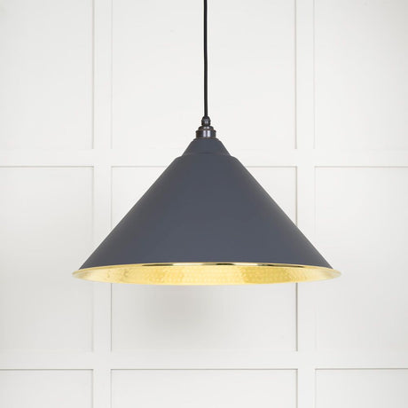 This is an image showing From The Anvil - Hammered Brass Hockley Pendant in Slate available from T.H Wiggans Architectural Ironmongery in Kendal, quick delivery and discounted prices