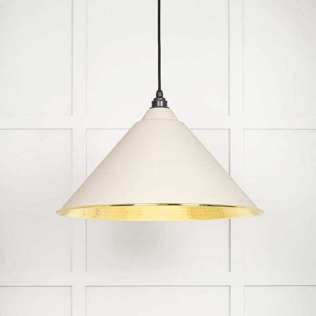 This is an image showing From The Anvil - Hammered Brass Hockley Pendant in Teasel available from T.H Wiggans Architectural Ironmongery in Kendal, quick delivery and discounted prices