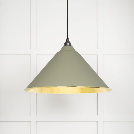 This is an image showing From The Anvil - Hammered Brass Hockley Pendant in Tump available from T.H Wiggans Architectural Ironmongery in Kendal, quick delivery and discounted prices