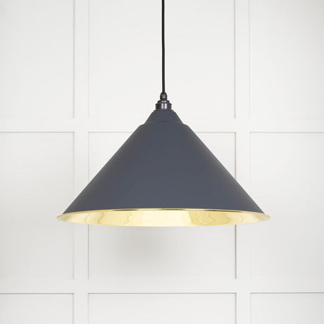 This is an image showing From The Anvil - Smooth Brass Hockley Pendant in Slate available from T.H Wiggans Architectural Ironmongery in Kendal, quick delivery and discounted prices