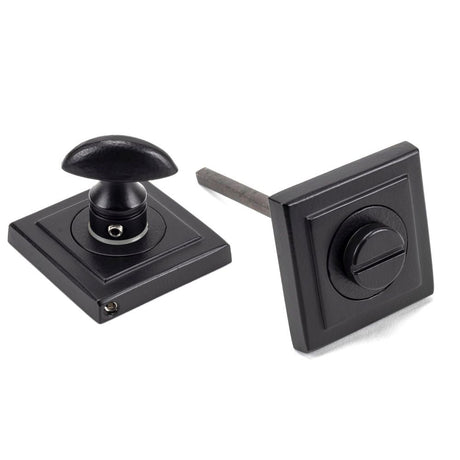 This is an image of From The Anvil - Matt Black Round Thumbturn Set (Square) available to order from T.H Wiggans Architectural Ironmongery in Kendal, quick delivery and discounted prices.