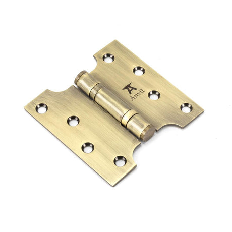 This is an image showing From The Anvil - Aged Brass 4" x 2" x 4" Parliament Hinge (pair) ss available from T.H Wiggans Architectural Ironmongery in Kendal, quick delivery and discounted prices