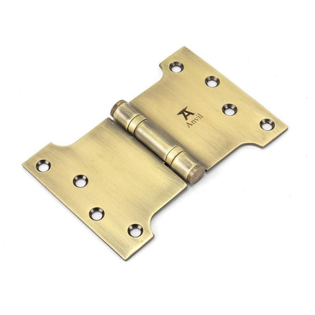 This is an image showing From The Anvil - Aged Brass 4" x 4" x 6" Parliament Hinge (pair) ss available from T.H Wiggans Architectural Ironmongery in Kendal, quick delivery and discounted prices