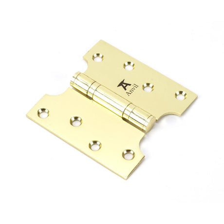 This is an image showing From The Anvil - Polished Brass 4" x 2" x 4" Parliament Hinge (pair) ss available from T.H Wiggans Architectural Ironmongery in Kendal, quick delivery and discounted prices