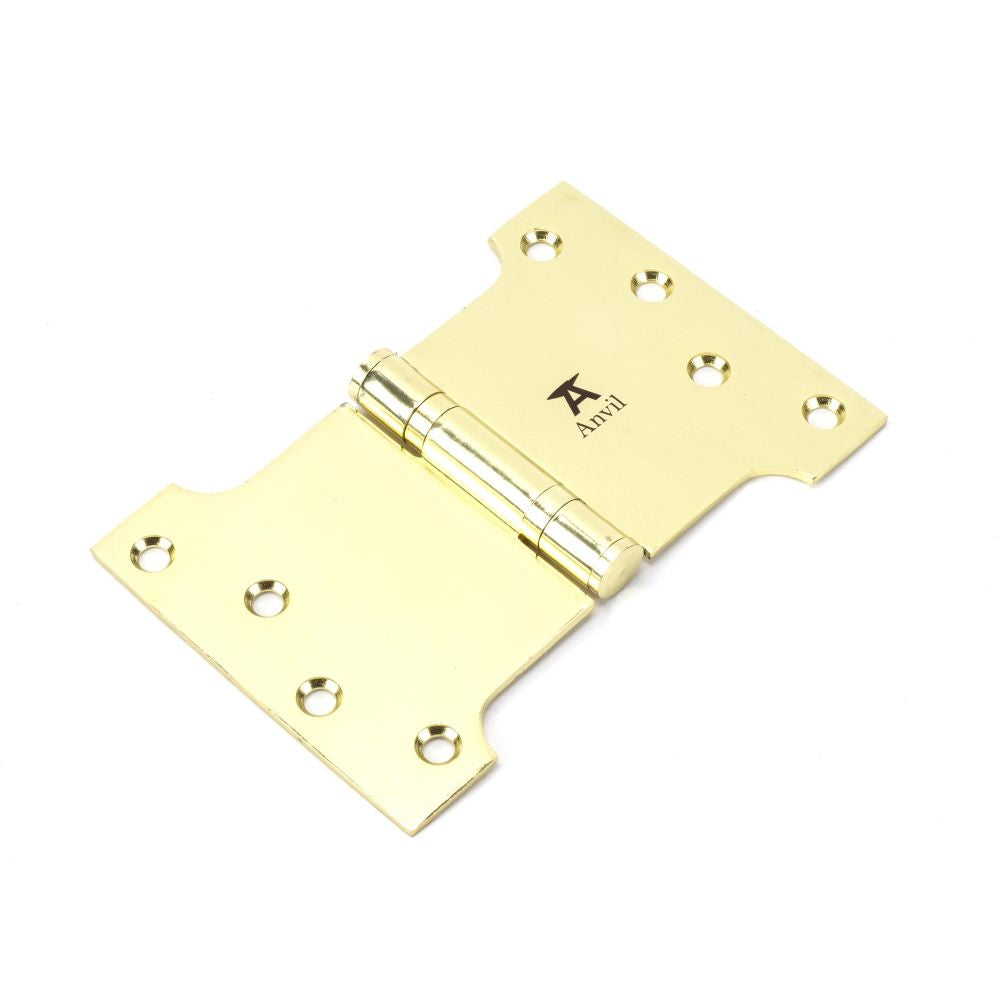 This is an image showing From The Anvil - Polished Brass 4" x 4" x 6" Parliament Hinge (pair) ss available from T.H Wiggans Architectural Ironmongery in Kendal, quick delivery and discounted prices